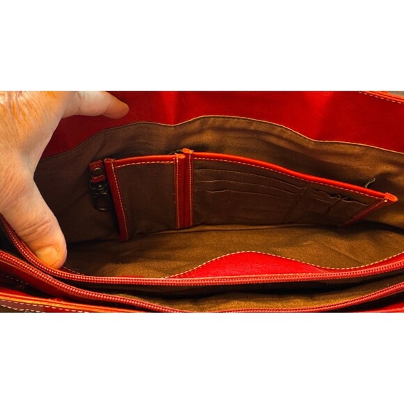 Franklin Covey Laptop Bag 16” Wide 33352.117 Three Sect Wallet Maroon Leather - Picture 7 of 11